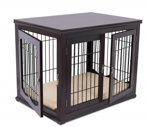 Internet's Best Wood & Wire Dog Crate with Cushion